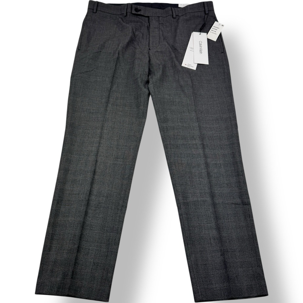 Calvin Klein Black Gray Jerome X Slim Fit Stretch Dress Pants Men's Size 38x30